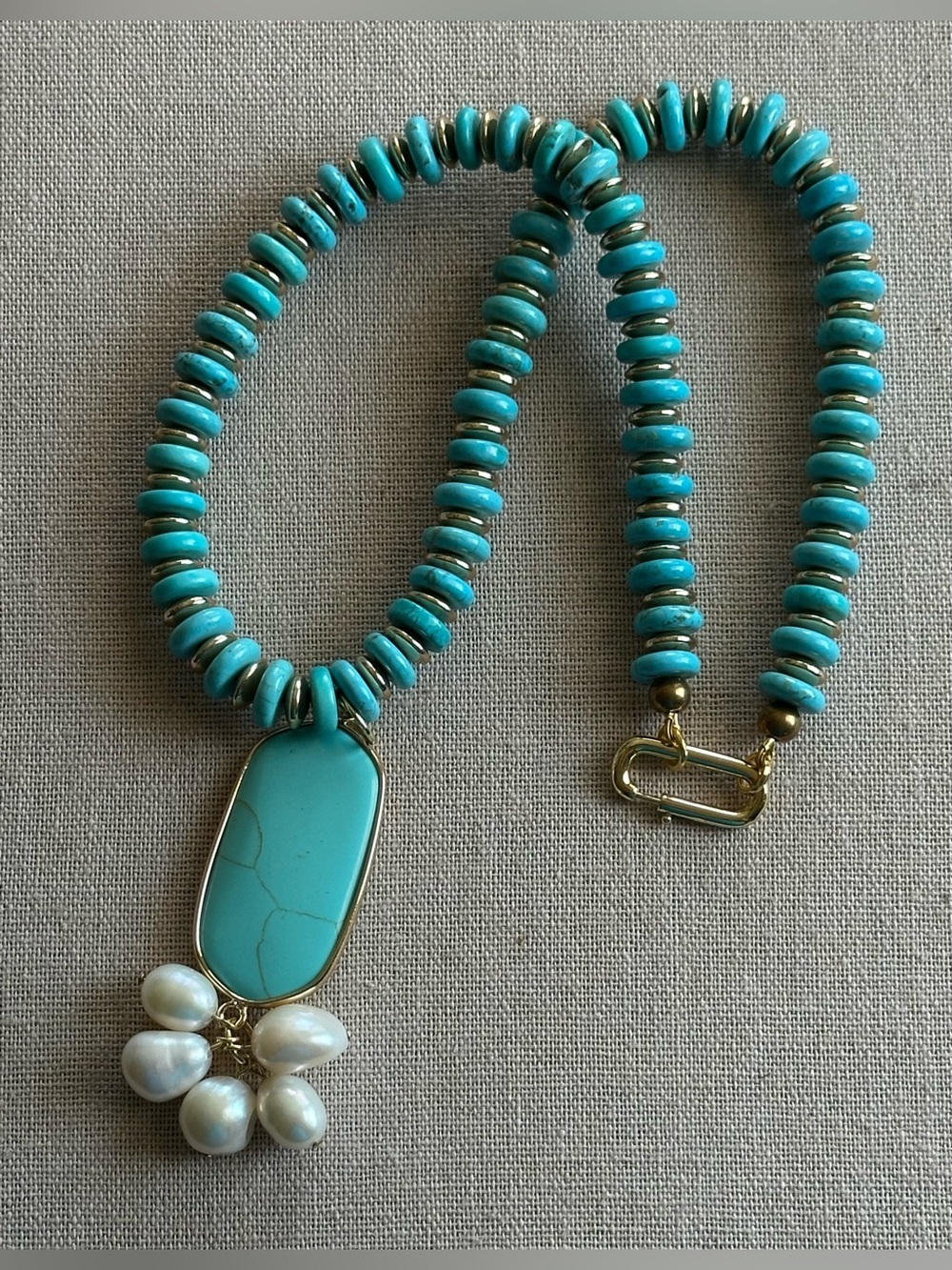 24 inch Turquoise and Pearl bead necklace NWOT - Picture 4 of 13